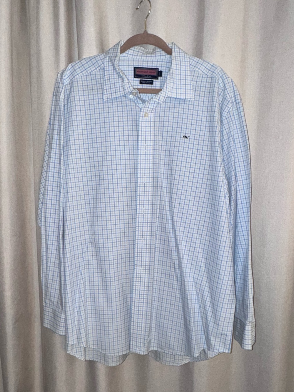 Vineyard Vines Men's Light Blue Windowpane Dress Shirt